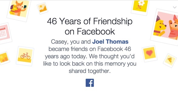 Facebook bug causing the app to congratulate users for 46 years of friendship with other users