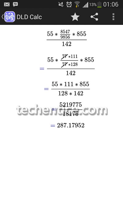 DLD CALC - efficient way to get numerical fractions displaying steps of calculation