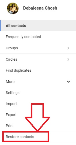 Restore contacts