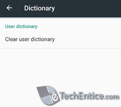 clear user dictionary