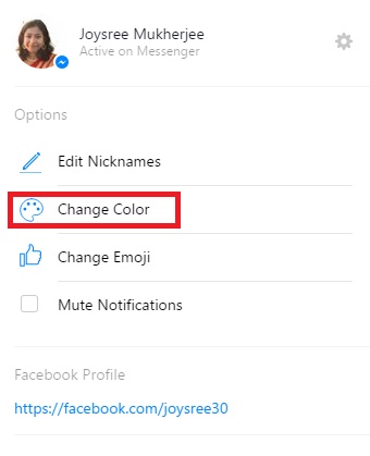 Change Chat Colors And The Emoji in Facebook Messenger for Web