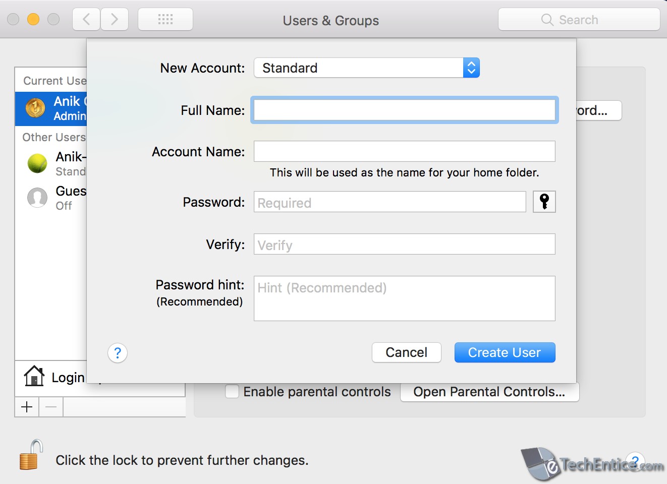 create new user in mac