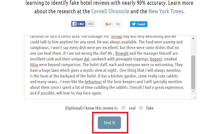 Review Skeptic helps you to check the credibility of hotel reviews