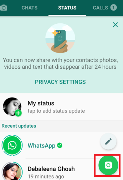 text status on whatsapp