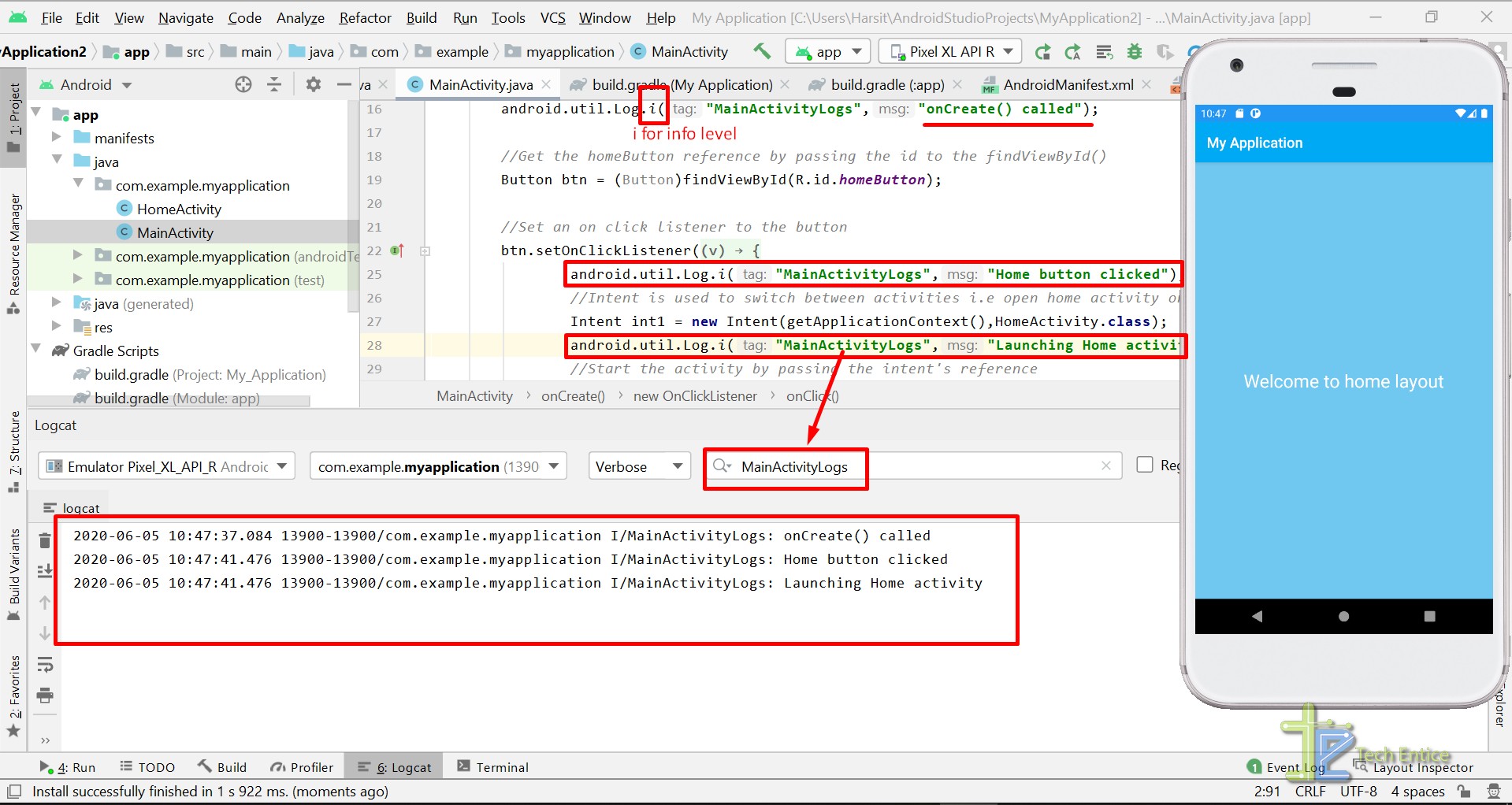 android studio logcat link to line number in code