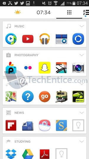 aviate categorized app window