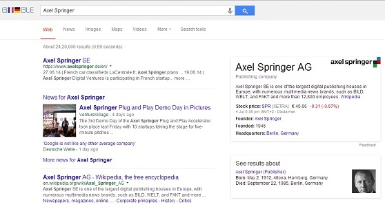 Google accused by CEO of Axel Springer for downgrading rival search results