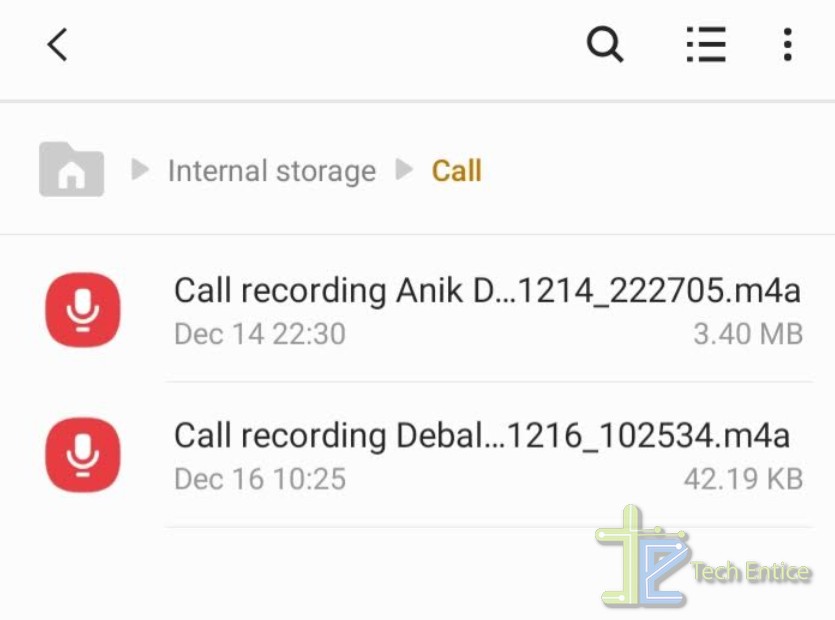 call record one UI