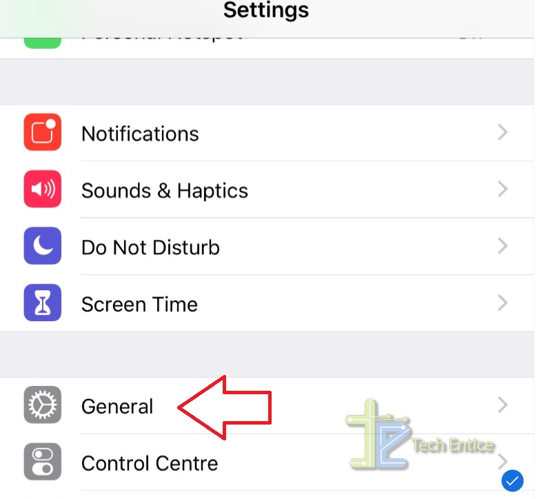 general settings iOS