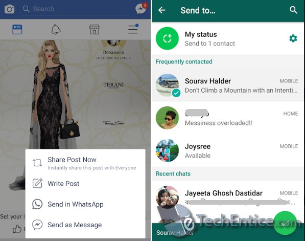 Share Facebook Posts Directly To Your WhatsApp