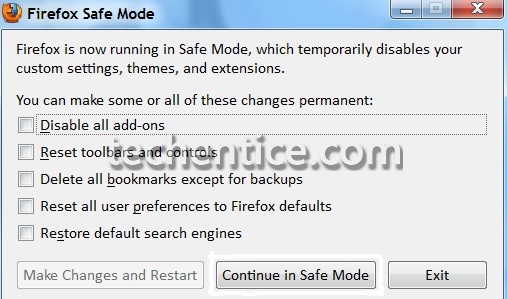 Firefox Safe Mode Proompt