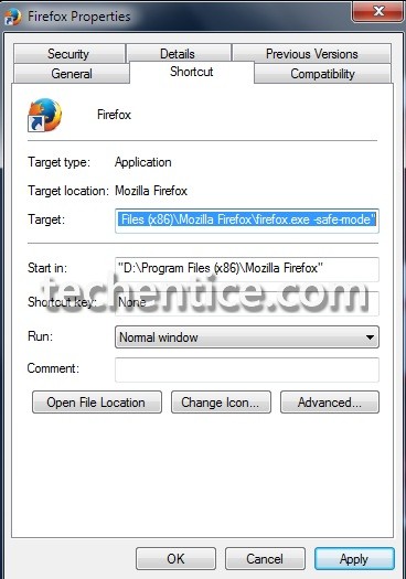Firefox Safe Mode shortcut