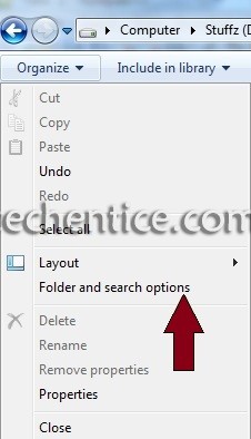 Folder and search options