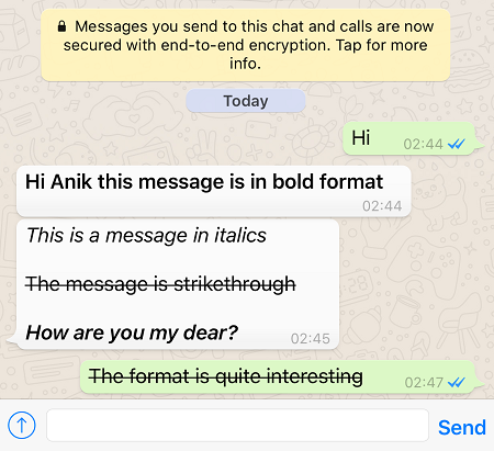 text format received in iOS