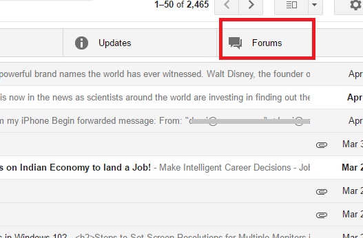 Online Forum Mails in a Separate Tab in Gmail