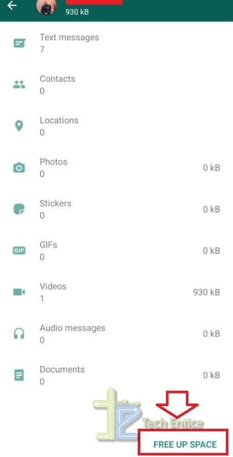 whatsapp free up space