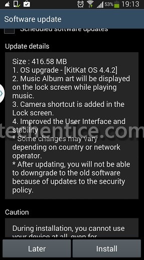 KitKat 4.4.2 is now available for Galaxy Note II GT N7100