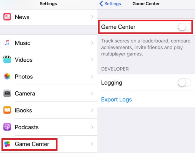 turn off game center