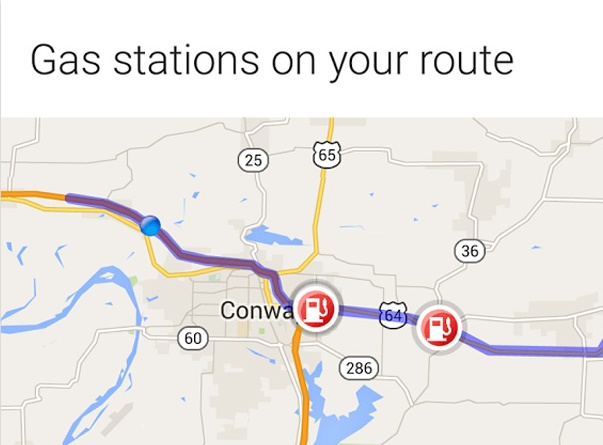 Google Map now includes gas stations on route on Google Now