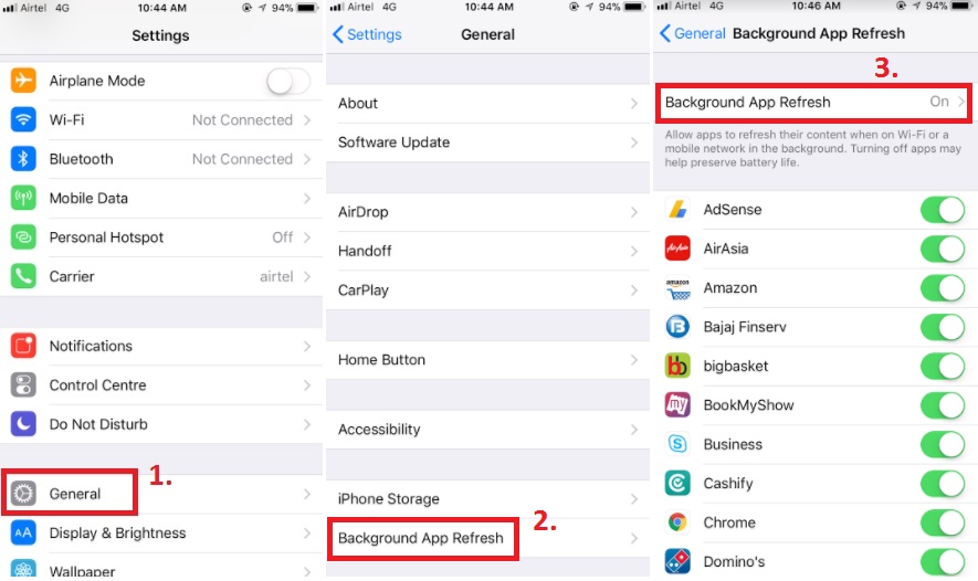 Nếu bạn đang sử dụng iOS 11, thì tính năng Background App Refresh WIFI sẽ giúp bạn tiết kiệm rất nhiều dung lượng dữ liệu. Tính năng này cho phép các ứng dụng được cập nhật liên tục chỉ khi điện thoại được kết nối với WIFI. Hãy xem hình ảnh liên quan đến tính năng này để hiểu rõ hơn. 