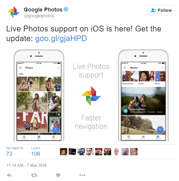 Google Photos now supports Live Photos on iOS