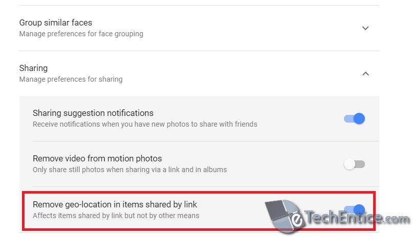 remove Shared Album Links in Google Photos