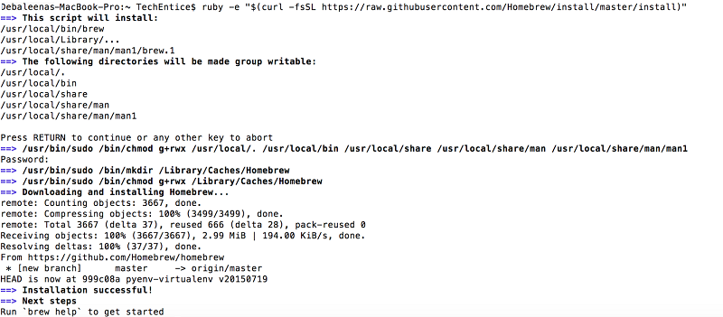 Install Homebrew on MAC OS X