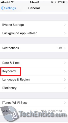 keyboard settings