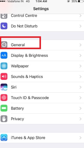 iOS settings