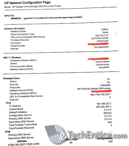 Network Configuration of Printer