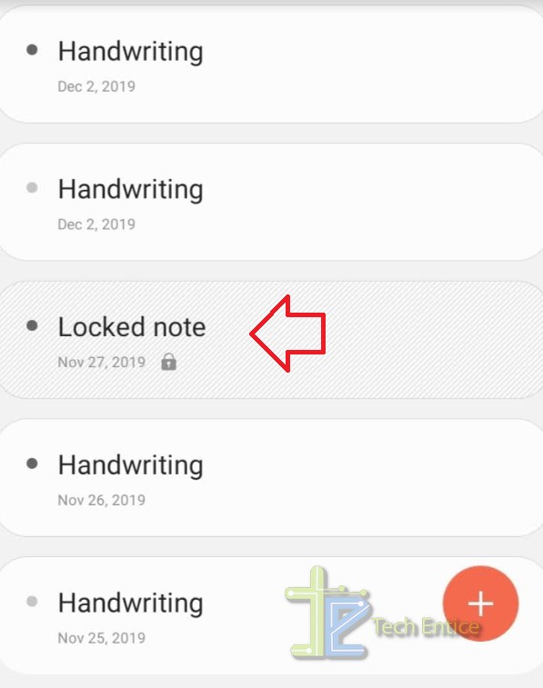 Lock a Note in Samsung Notes