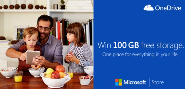 Microsoft to give away 100GB of OneDrive space