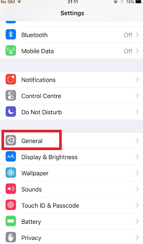 iPhone General Settings