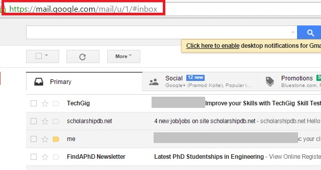 Gmail inbox open