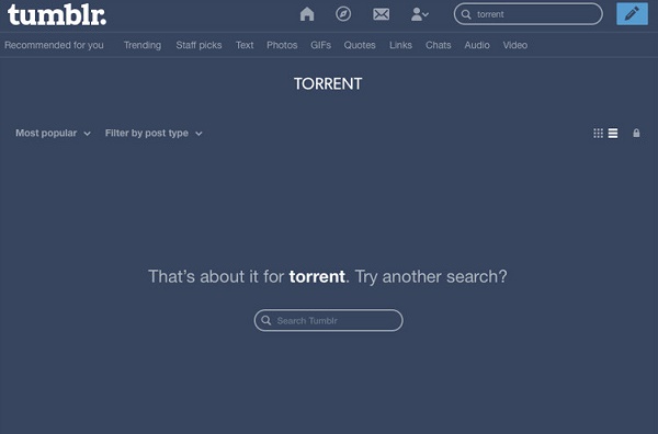 Tumblr takes serious actions against Torrent