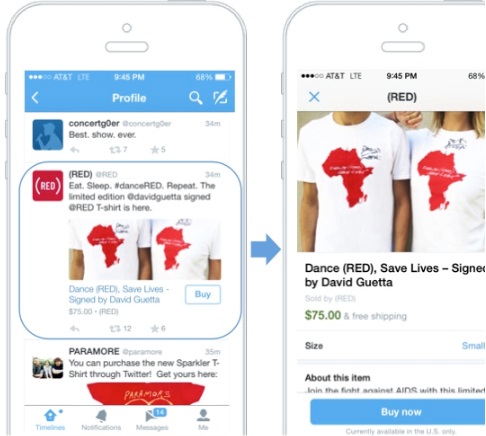 Twitter's first commerce product : buy buttons in mobile