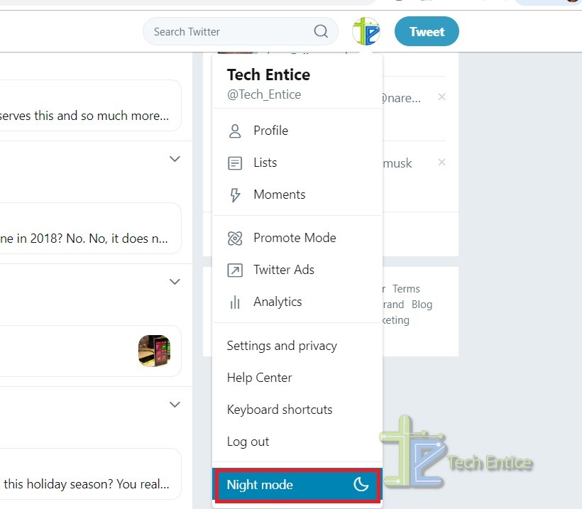 night mode tWITTER
