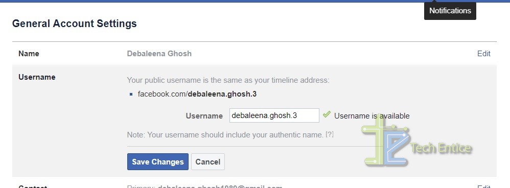 username facebook