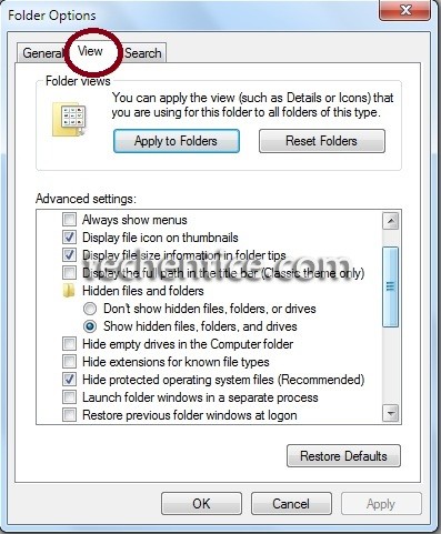hidden protected operating system files