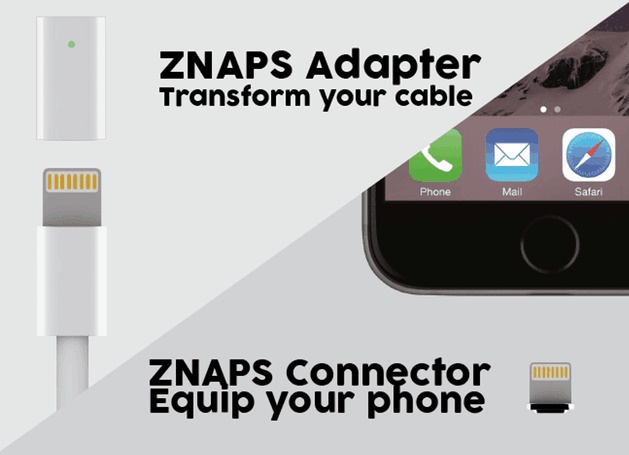 Znaps integrates a magnetic charging port to any smartphone