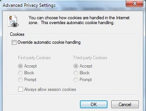 Enabling cookies in IE 8 and IE 9