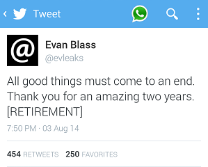 @evleaks retired