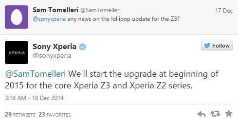 Sony to roll out Android 5.0 Lollipop update for core Xperia Z3 and Z2 by early 2015