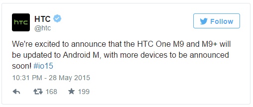 HTC tweets Android M coming for HTC One M9 and One M9+