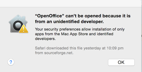 unidentified developer Mac OS X
