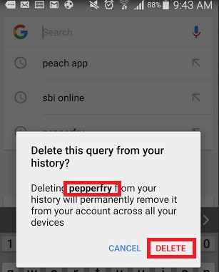 How to remove a single search query from Google Now App (Android)