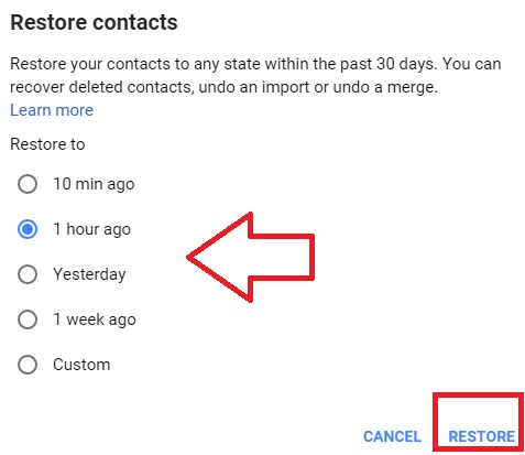 How to restore deleted Google contacts?