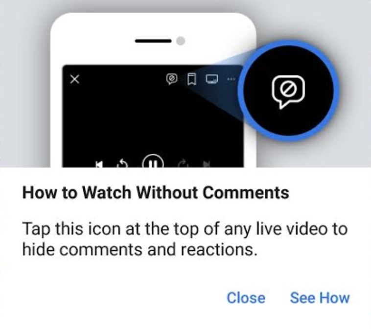 comments disable on FB Live