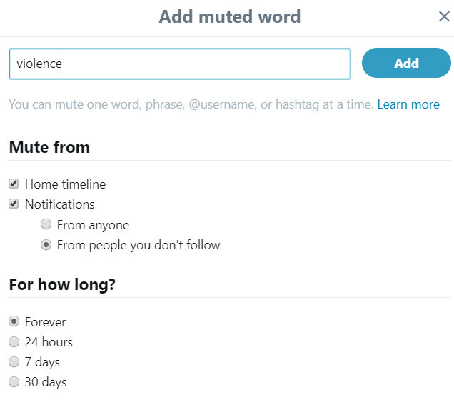 MUTED WORDS ON TWITTER
