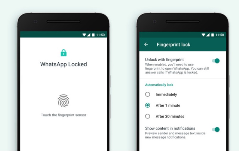 Whatsapp fingerprint unlock